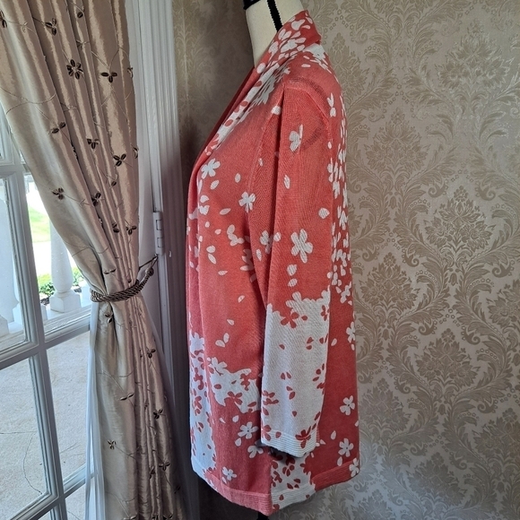 Investments II size 1X Open Front Cardigan Peach & White NWT - Picture 4 of 11